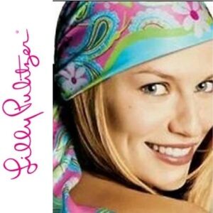 Lilly Pulitzer X Ford 2004 Preppy Pink Green Daisy Butterfly Breast Cancer Scarf